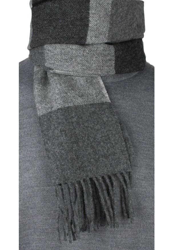 V. Fraas - Szalik Wełniany z Frędzlami, Szary w Paski, Ciepły, Męski -V. FRAAS. Kolor: szary. Materiał: wełna. Wzór: prążki, paski. Sezon: zima, lato, jesień. Styl: elegancki, klasyczny