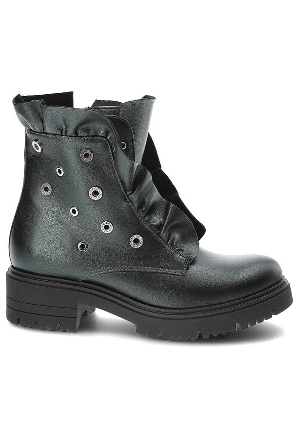 Zielone Botki Armodo Eleganckie Buty Damskie. Kolor: zielony. Materiał: skóra. Szerokość cholewki: normalna. Styl: elegancki