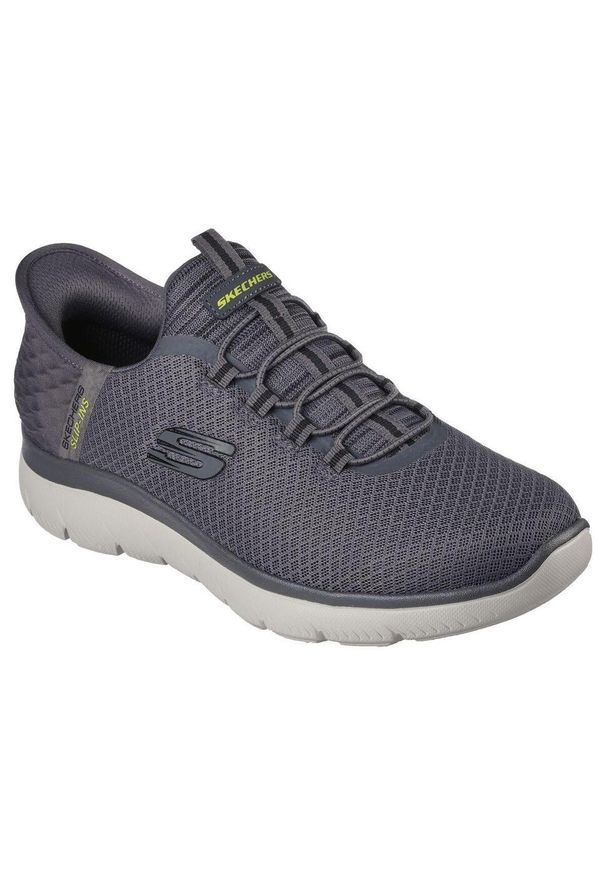 skechers - Męskie SUMMITS HIGH RANGE Slip-On Ciemnoszary. Zapięcie: bez zapięcia. Kolor: szary. Materiał: syntetyk, tkanina, materiał. Szerokość cholewki: normalna