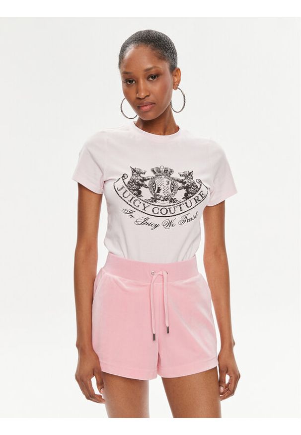 Juicy Couture T-Shirt Enzo Dog JCBCT224816 Różowy Slim Fit. Kolor: różowy. Materiał: bawełna