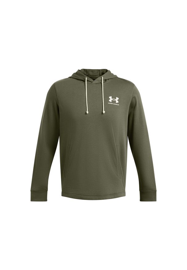 Bluza z kapturem Under Armour Rival Terry LC. Typ kołnierza: kaptur. Kolor: zielony, biały, wielokolorowy. Sport: fitness