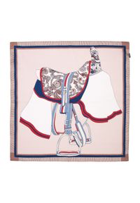 Wittchen - Damska apaszka jedwabna wzorzysta. Kolor: wielokolorowy, beżowy, czerwony. Materiał: jedwab. Wzór: gładki. Styl: elegancki, klasyczny #1