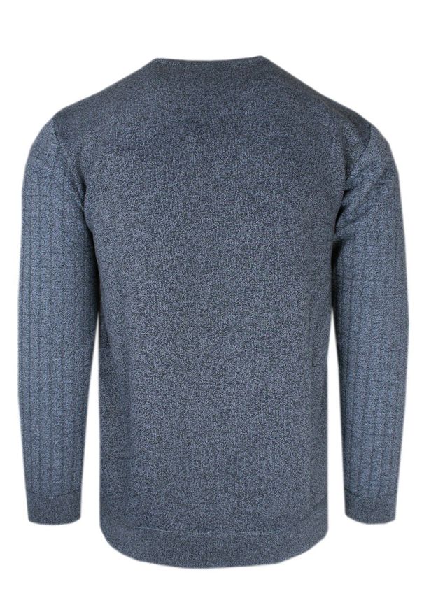 Męski Sweter - Jednokolorowy z Fakturą Materiału - Brave Soul - Niebieski. Okazja: na spotkanie biznesowe, do pracy. Kolor: niebieski. Materiał: poliester. Styl: biznesowy