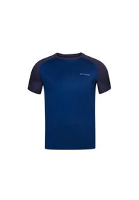 Koszulka męska Babolat Play Crew Neck Tee estate Blue XL. Kolor: niebieski. Długość rękawa: krótki rękaw. Długość: krótkie. Sport: tenis