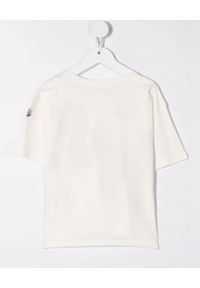 MONCLER KIDS - Bawełniana koszulka z nadrukiem 4-14 lat. Kolor: biały. Materiał: bawełna. Długość rękawa: krótki rękaw. Wzór: nadruk. Sezon: lato. Styl: klasyczny