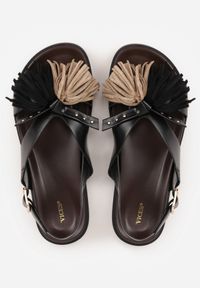Born2be - Czarne Sandały VICES Ozdobione Frędzlami Lironis. Okazja: na co dzień. Zapięcie: sprzączka. Kolor: czarny. Wzór: aplikacja. Sezon: lato. Styl: casual, elegancki #9