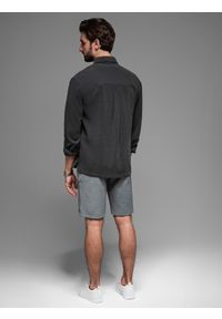 Ombre Clothing - Krótkie spodenki męskie SLIM FIT ze strukturalnej melanżowej dzianiny – czarne V2 OM-SRCS-0166 - XXL. Kolor: czarny. Materiał: dzianina. Długość: krótkie. Wzór: melanż. Styl: wakacyjny