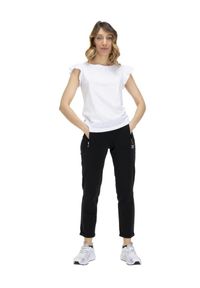 LEONE 1947 APPAREL - T-shirt damski z falbaną w kolorach ziemi. Kolor: biały. Materiał: tkanina. Sport: fitness
