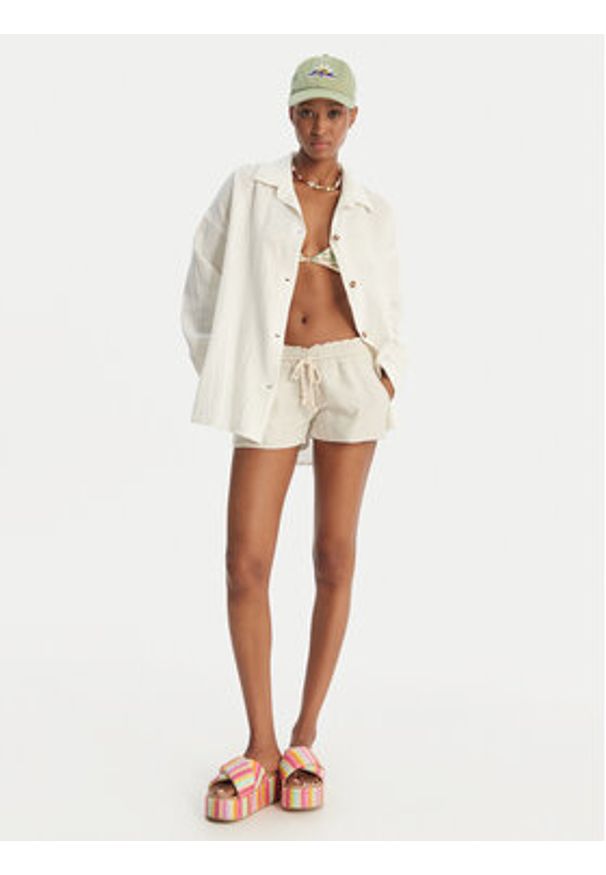 Roxy Koszula Morning Time ERJWT03674 Écru Relaxed Fit. Kolor: kremowy. Materiał: bawełna