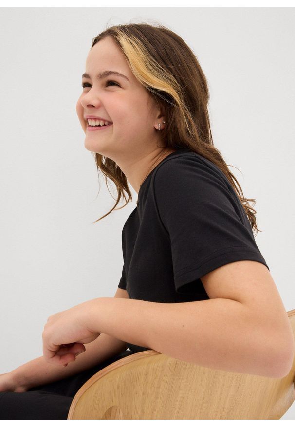 bonprix - Sukienka z dżerseju z czystej bawełny. Kolor: czarny. Materiał: jersey, bawełna. Wzór: gładki