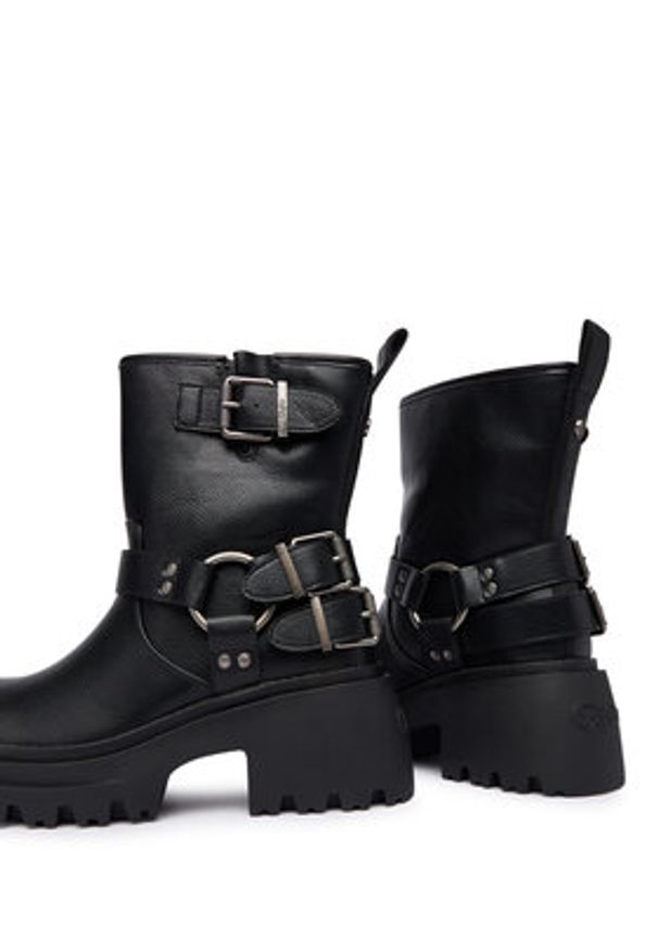 Buffalo Botki Bravr Biker Lo 1220067 Czarny. Kolor: czarny. Materiał: skóra