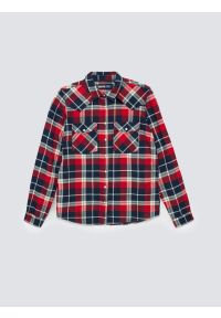 Big-Star - Koszula damska flanelowa z kratę czerwono-granatowa Hiri 603. Okazja: na co dzień. Kolor: czerwony. Wzór: kratka. Styl: elegancki, casual #3
