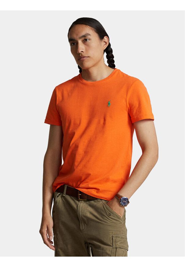 Polo Ralph Lauren T-Shirt 710671438359 Pomarańczowy Custom Slim Fit. Typ kołnierza: polo. Kolor: pomarańczowy. Materiał: bawełna