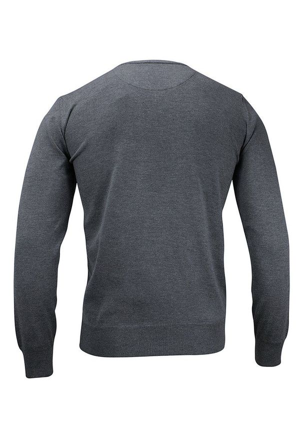 Sweter w Serek, Popielaty, Szary, Elegancki, Męski (V-neck) -MM Classic- w Serek, Klasyczny. Okazja: do pracy, na co dzień, na spotkanie biznesowe. Typ kołnierza: dekolt w serek. Kolor: szary. Materiał: bawełna, akryl. Styl: klasyczny, elegancki
