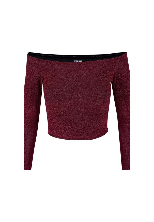 Urban Classics - Damska Brokatowa Bluzka Na Ramiączkach Z Długim Rękawem. Kolor: czerwony, brązowy, wielokolorowy. Długość rękawa: na ramiączkach. Długość: długie. Sport: turystyka piesza