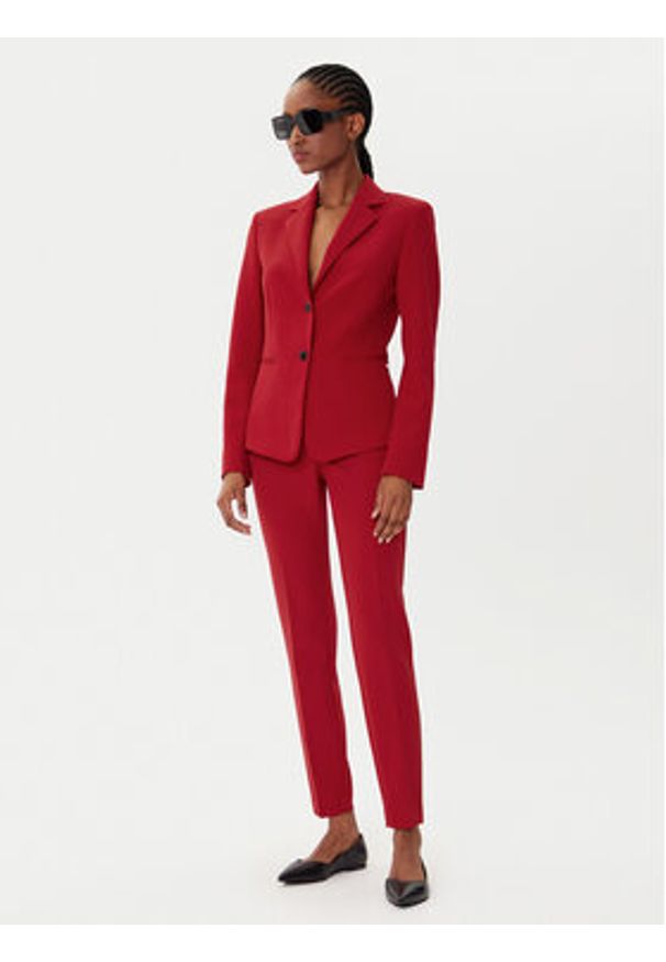Hugo - HUGO Spodnie materiałowe Hagonia-1 50539991 Czerwony Slim Fit. Kolor: czerwony. Materiał: syntetyk