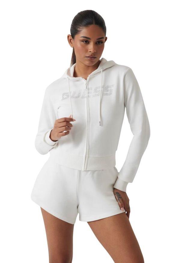 Guess - GUESS Biała damska bluza z cyrkoniami Primula, Rozmiar S. Kolor: biały