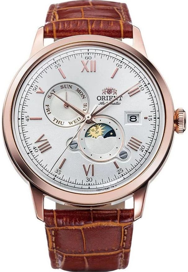 orient - Zegarek Orient Zegarek męski Orient RA-AK0801S10B brązowy. Kolor: brązowy