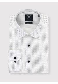 Pako Lorente - PAKO LORENTE – Biała koszula w granatowo-beżowy mikrowzór. Kolor: beżowy, biały, niebieski, wielokolorowy. Materiał: bawełna, elastan #5