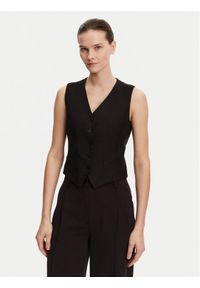 Weekend Max Mara Kamizelka Pace 2515151012 Czarny Slim Fit. Kolor: czarny. Materiał: len