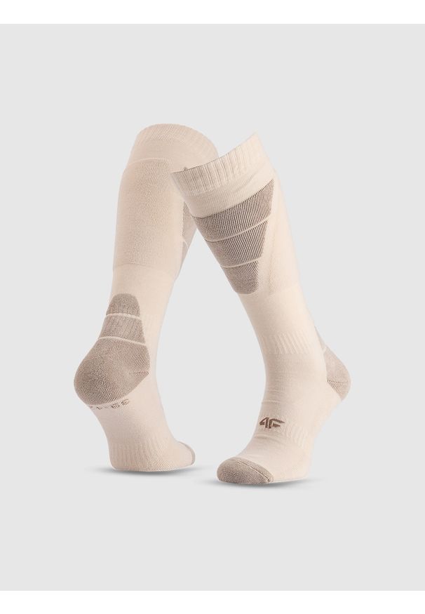 4f - 4F Skarpety narciarskie damskie - beżowe 35-38. Kolor: biały. Sport: narciarstwo