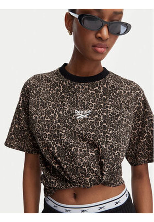 Reebok T-Shirt Elizieta RK25710CCW Brązowy Regular Fit. Kolor: brązowy. Materiał: bawełna