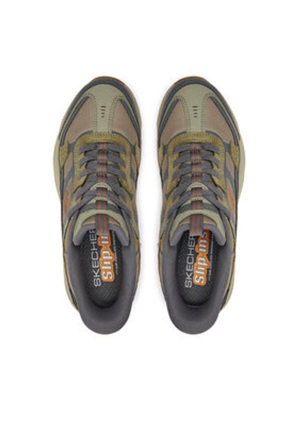 skechers - Skechers Trekkingi Slip-ins Vigor AT 237744/OLGY Brązowy. Kolor: brązowy. Materiał: skóra. Sport: turystyka piesza