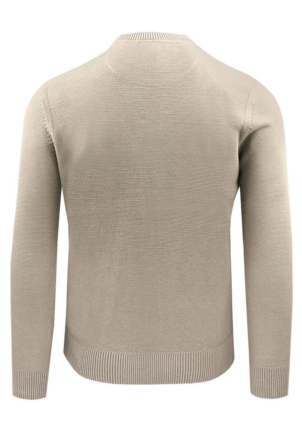 Męski Sweter Bawełniany, Delikatna Faktura Materiału - Pako Jeans - Beżowy. Kolor: beżowy, brązowy, wielokolorowy. Materiał: bawełna. Styl: elegancki, klasyczny