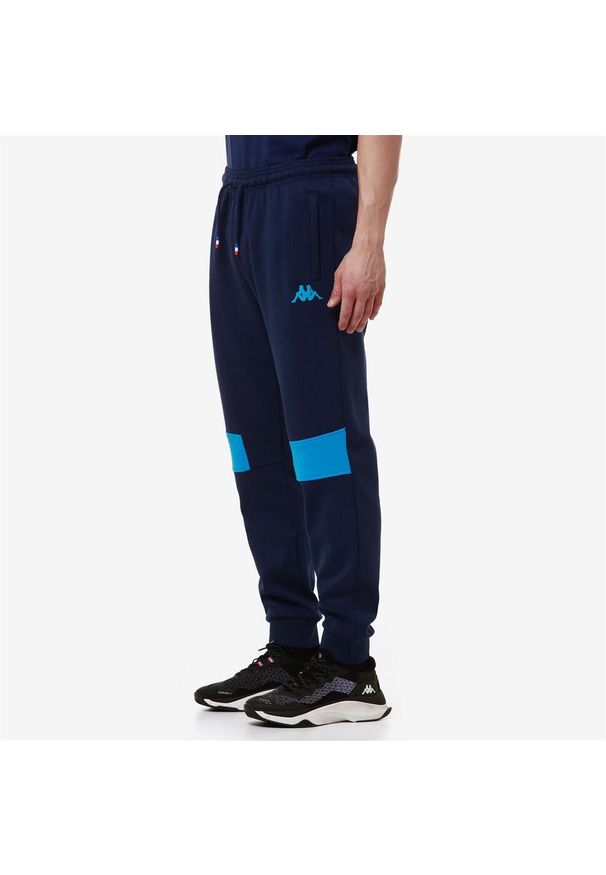 Kappa - Spodnie dresowe Alpine F1 Adrofin 2024. Kolor: niebieski, zielony, wielokolorowy. Materiał: dresówka. Długość: długie. Sport: bieganie
