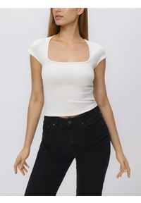 Reserved - T-shirt z wiskozą - złamana biel. Materiał: wiskoza #1