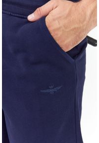 Aeronautica Militare - AERONAUTICA MILITARE Granatowe spodnie męskie dresowe. Kolor: niebieski. Materiał: bawełna