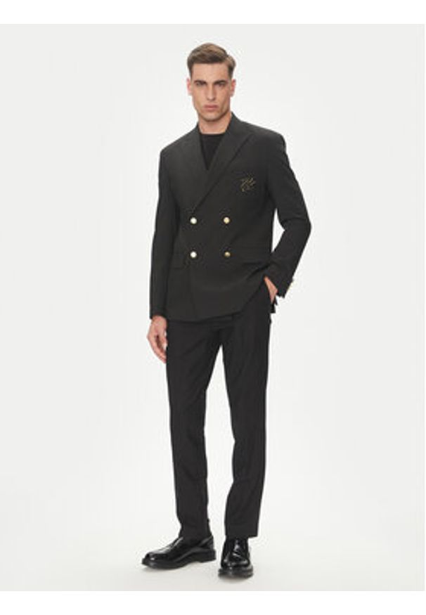 Karl Lagerfeld - KARL LAGERFELD Marynarka 155102 552037 Czarny Slim Fit. Typ kołnierza: dekolt w karo. Kolor: czarny