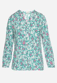 Born2be - Zielona Bluzka z Wiskozy w Kwiatowy Wzór Tarnii. Okazja: na co dzień. Kolor: zielony. Materiał: wiskoza. Wzór: kwiaty. Styl: casual #4