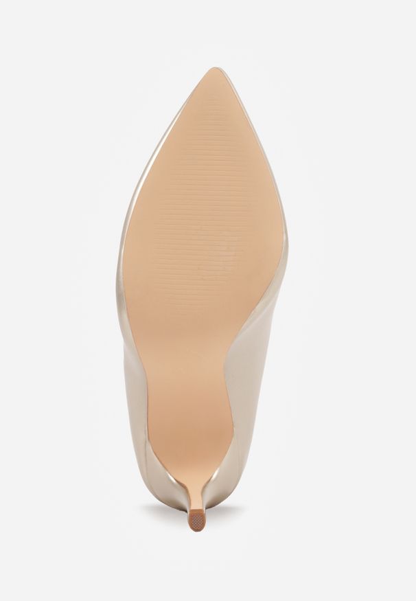 Renee - Złote Szpilki Vices w Klasycznym Stylu z Wkładką ze Skóry Naturalnej Innaris. Okazja: na spotkanie biznesowe. Nosek buta: szpiczasty. Kolor: złoty. Materiał: skóra. Obcas: na szpilce. Styl: klasyczny. Wysokość obcasa: średni