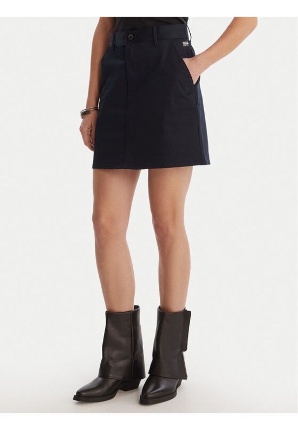 G-Star RAW - G-Star Raw Spódnica mini D29095-5126 Granatowy Regular Fit. Kolor: niebieski. Materiał: bawełna