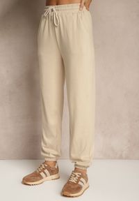 Renee - Beżowy Komplet Dresowy Spodnie i Bluza z Kapturem i Kangurową Kieszenią Lotilea. Kolor: beżowy. Materiał: dresówka #2