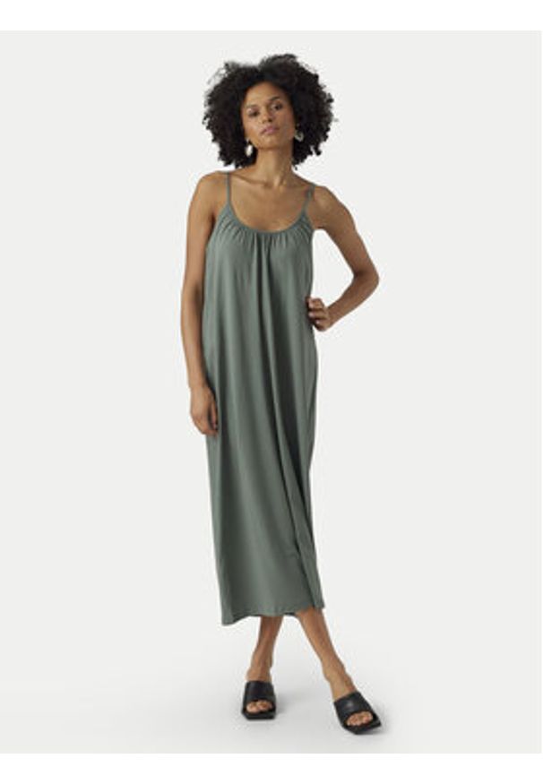 Vero Moda Sukienka letnia Luna 10286077 Zielony Regular Fit. Kolor: zielony. Materiał: bawełna. Sezon: lato