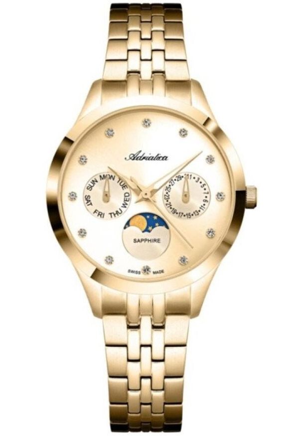 Zegarek damski Adriatica A3833.1141QF CYRKONIE złoty. Kolor: złoty