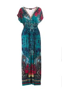 Born2be - Zielona Kopertowa Sukienka w Etniczny Wzór Matanira. Kolor: zielony. Materiał: materiał. Typ sukienki: kopertowe. Długość: maxi #4