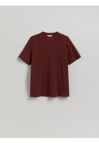 Reserved - Strukturalny t-shirt comfort fit - bordowy. Kolor: czerwony. Materiał: dzianina, bawełna