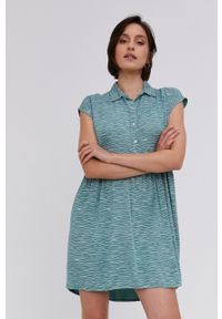 Answear Lab Sukienka kolor zielony mini rozkloszowana. Kolor: turkusowy. Materiał: tkanina. Długość rękawa: krótki rękaw. Typ sukienki: rozkloszowane. Styl: wakacyjny. Długość: mini #1