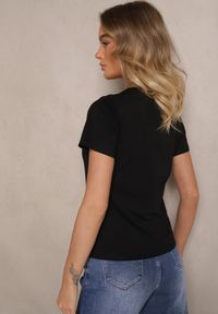 Renee - Czarny Casualowy Bawełniany T-shirt Rivali. Okazja: na co dzień. Kolor: czarny. Materiał: bawełna. Styl: casual #5
