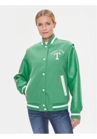 Tommy Jeans Kurtka bomber Letterman DW0DW15958 Zielony Regular Fit. Kolor: zielony. Materiał: syntetyk