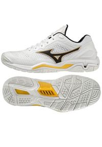 Buty do piłki ręcznej męskie Mizuno Wave Stealth V. Zapięcie: sznurówki. Kolor: biały, wielokolorowy, czarny. Materiał: materiał. Szerokość cholewki: normalna. Model: Mizuno Wave