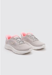 skechers - Buty SKECHERS GO WALK FLEX SAFIYA Beżowy. Kolor: szary. Materiał: tkanina