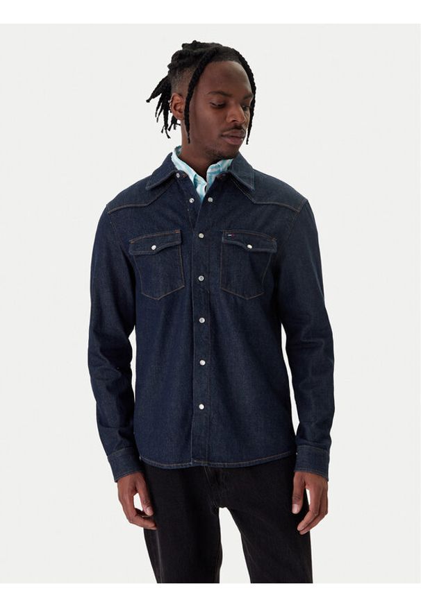 Tommy Jeans Koszula jeansowa Western DM0DM23022 Granatowy Regular Fit. Kolor: niebieski. Materiał: bawełna