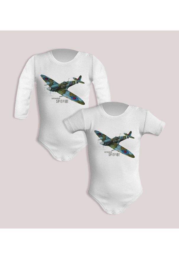 nikiniki - Supermarine Spitfire — body (Rozmiar: 3M; Długość rękawa: długi; Rodzaj nadruku: Supermarine Spitfire). Materiał: bawełna. Wzór: nadruk