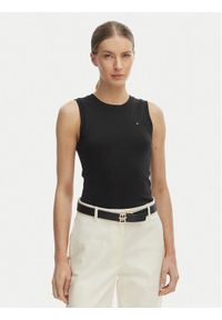 TOMMY HILFIGER - Tommy Hilfiger Top WW0WW47806 Czarny Slim Fit. Kolor: czarny. Materiał: bawełna #1