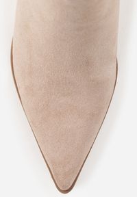 Renee - Ciemnobeżowe Botki na Szpilce w Klasycznym Stylu z Elastyczną Wstawką Vittania. Kolor: beżowy. Materiał: jeans, wełna. Obcas: na szpilce. Styl: klasyczny #2