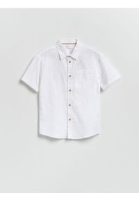 Reserved - Koszula z lnem - biały. Kolor: biały. Materiał: len #1